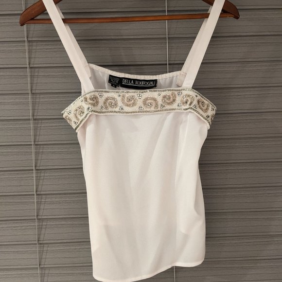 Della Roufogali Ivory Beaded Cocktail Wedding Blazer & Tank Top Set Size… - Picture 7 of 17